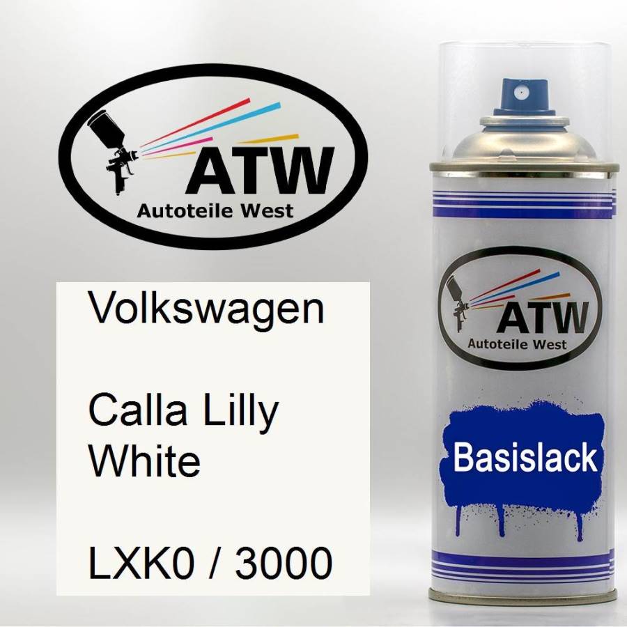 Volkswagen, Calla Lilly White, LXK0 / 3000: 400ml Sprühdose, von ATW Autoteile West.